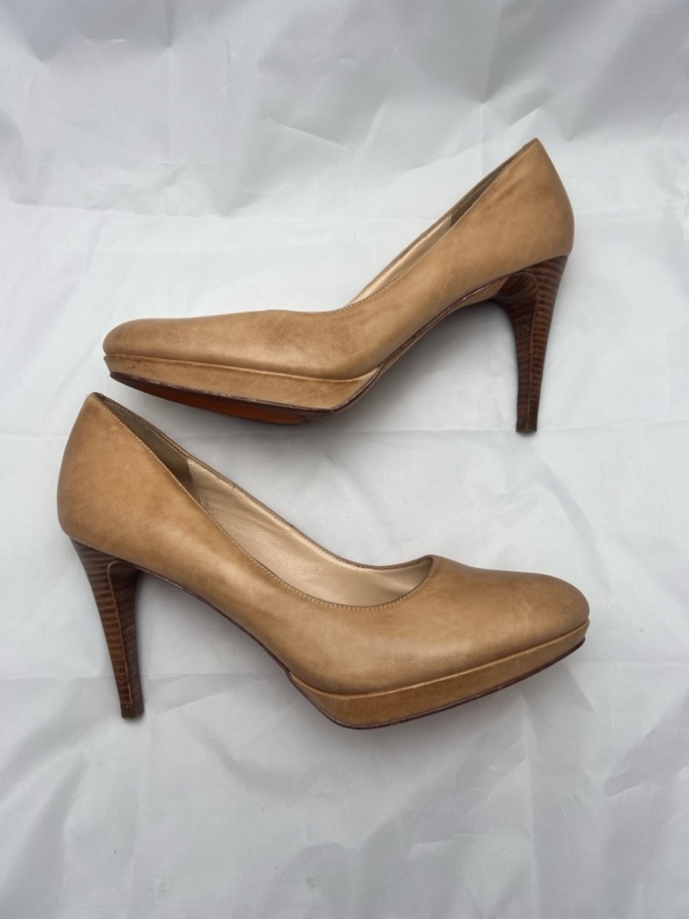 Cole Haan Nike Air ‘Chelsea’ Tan Platform Leather Pumps - Size 10b